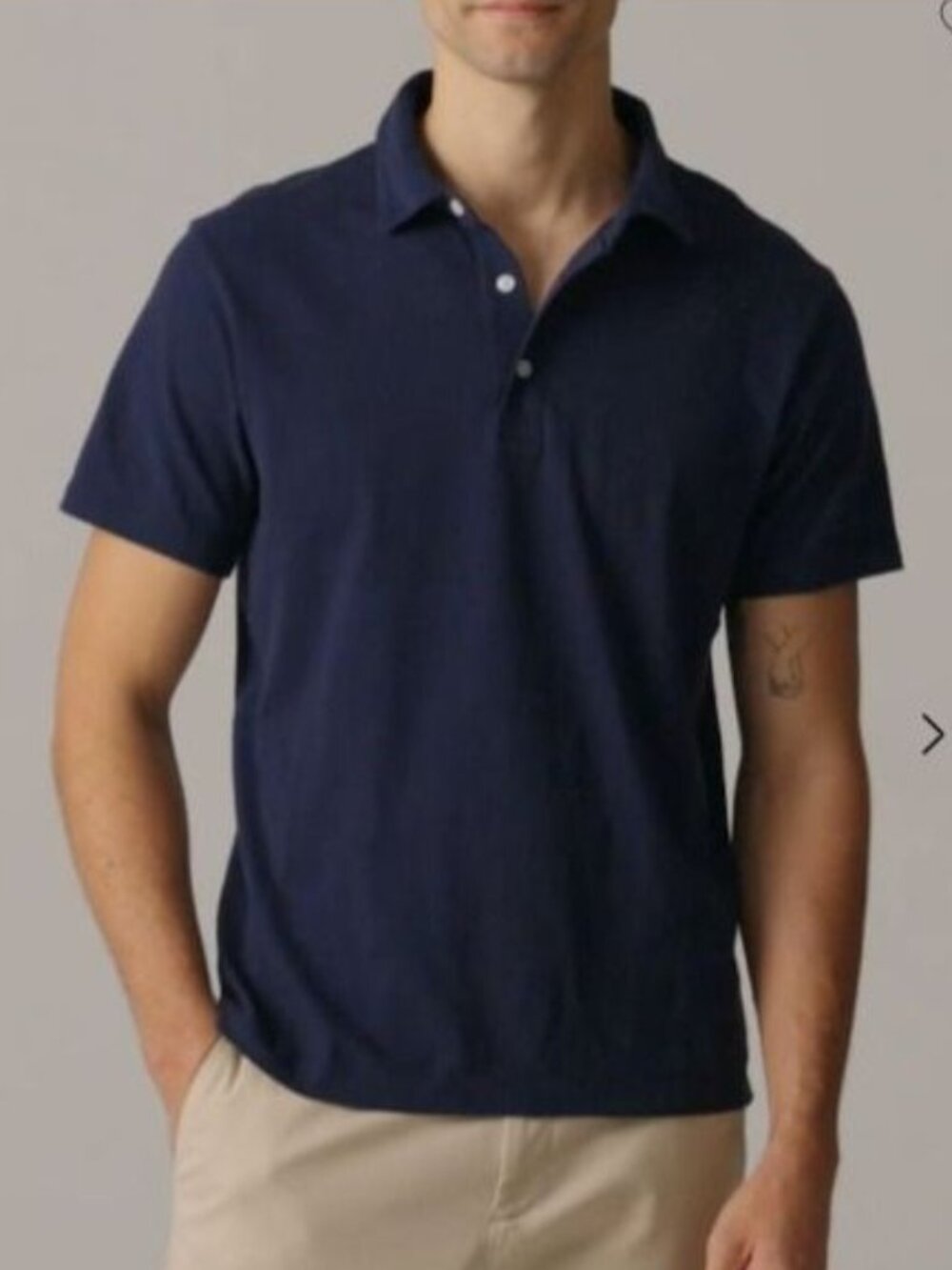 NWT J.Crew Sueded Polo Shirt Mens XL Navy Classic Fit Cotton Jersey Work Office
